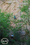 Climber starting Dr. Srangelove .9 (next 2 pix)